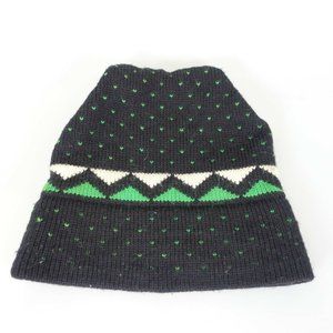 KNITS by HART‎ USA Men's Black Green Ski Hat OS Beanie 100% Wool Winter Cozy